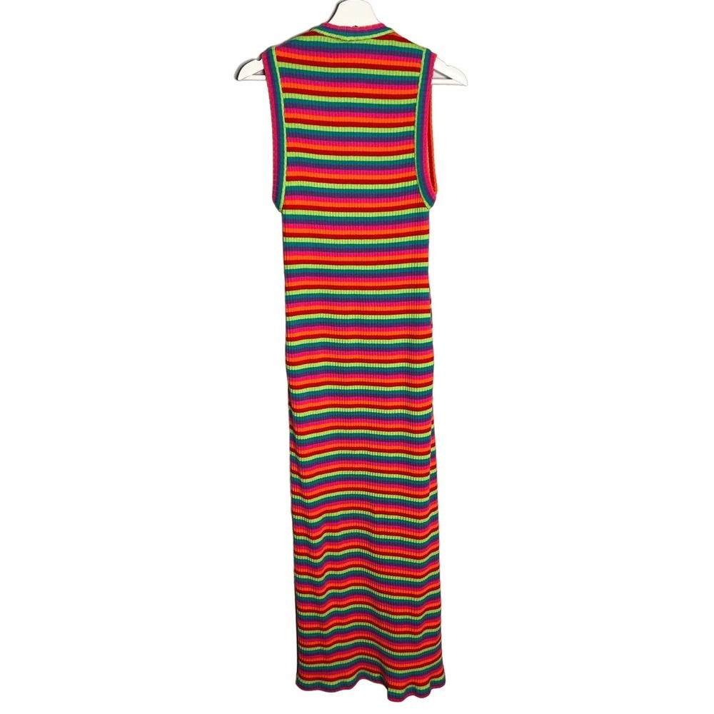 Anna Sui Multicolor Cotton Striped Sleeveless Button Midi Dress Size P - Picture 6 of 8